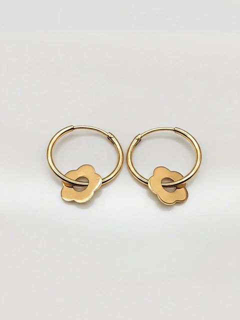 Aros Argolla Margarita Oro 18k