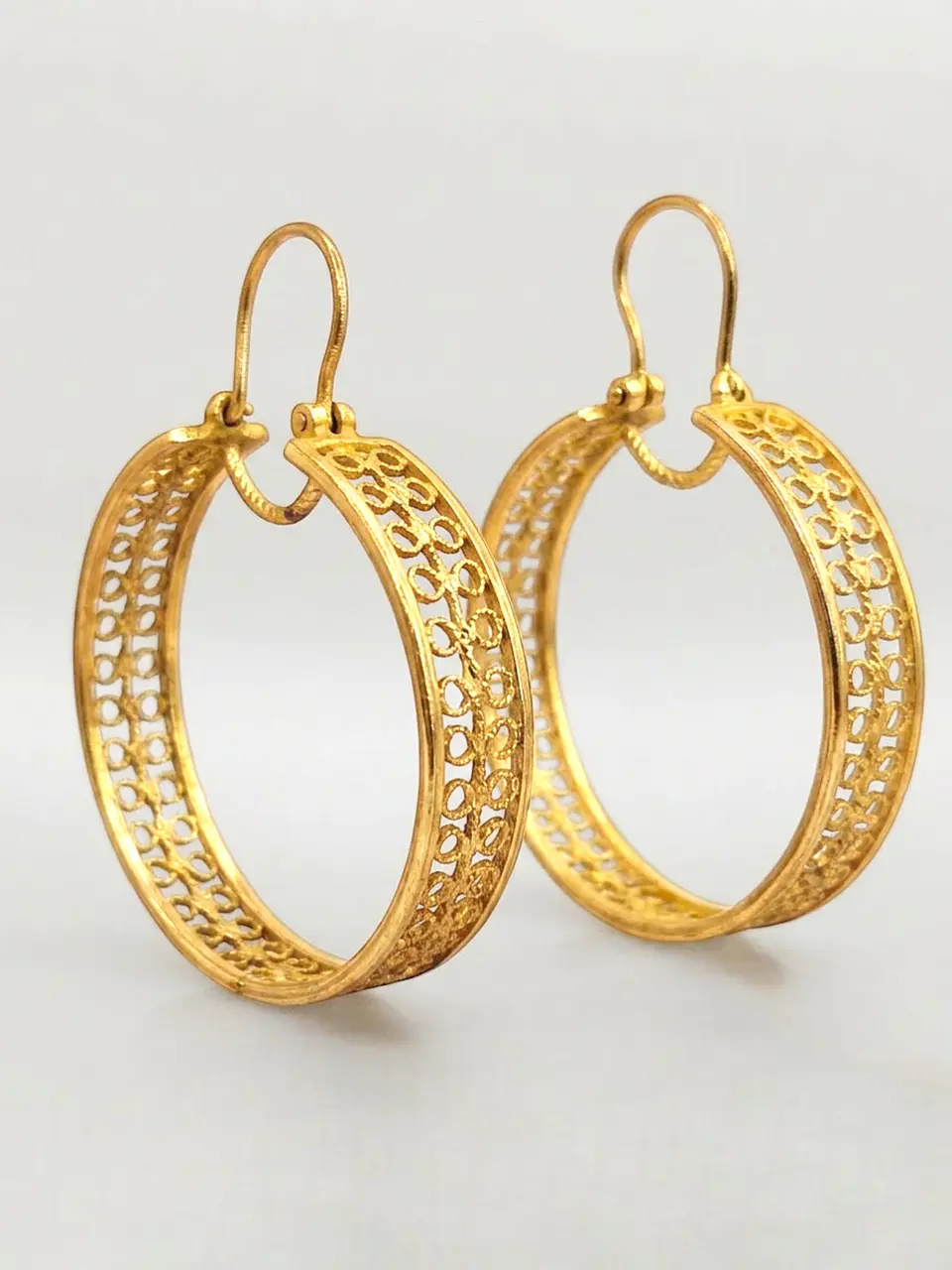 Aros Filigrana Arte Esculpido Oro 18k 2