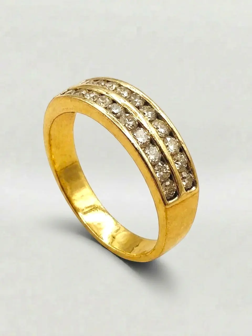 Anillo Doble Cintillo Resplandor Circón Oro 18k 1