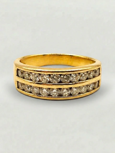Anillo Doble Cintillo Resplandor Circón Oro 18k