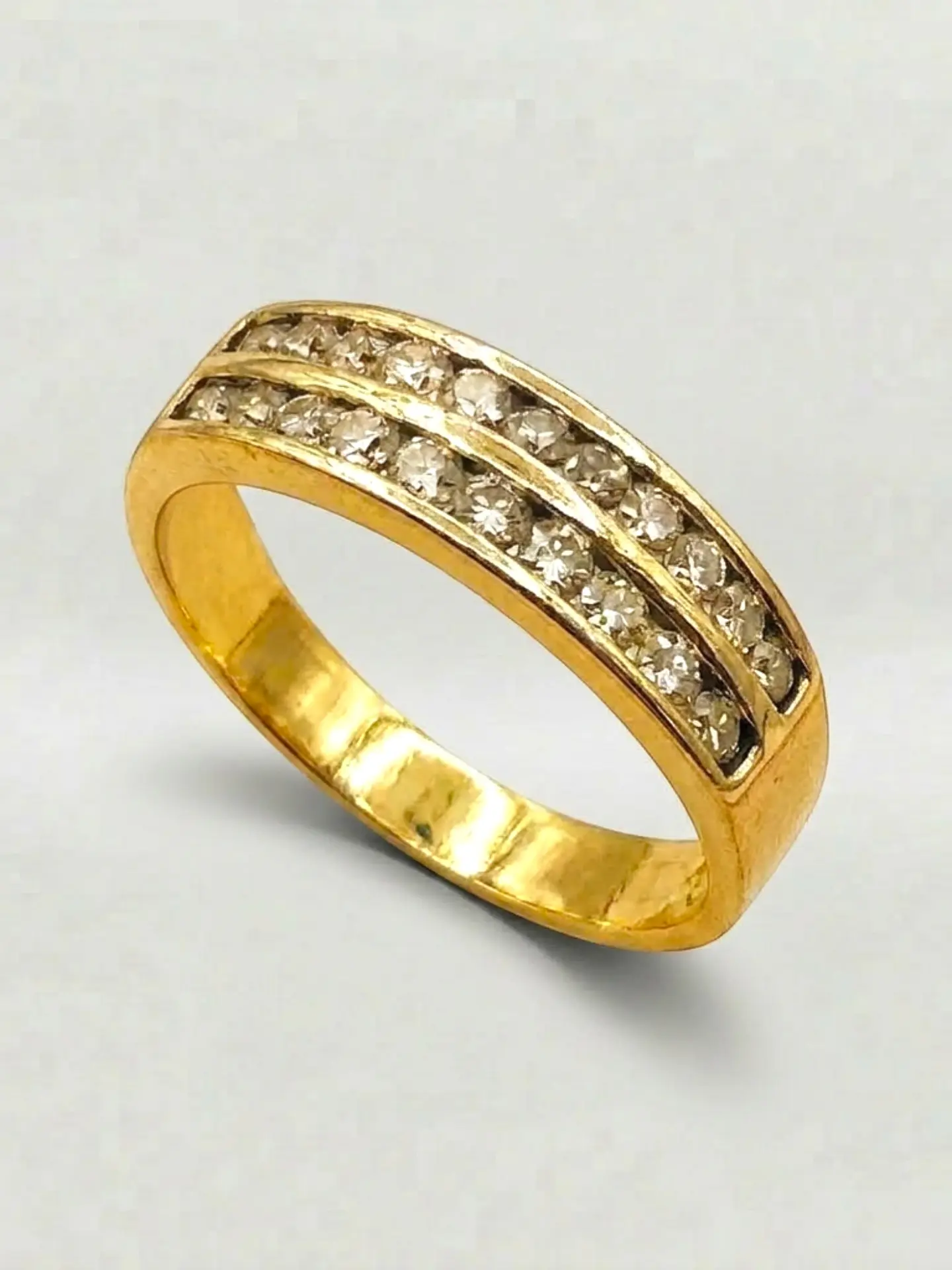 Anillo Doble Cintillo Resplandor Circón Oro 18k 3