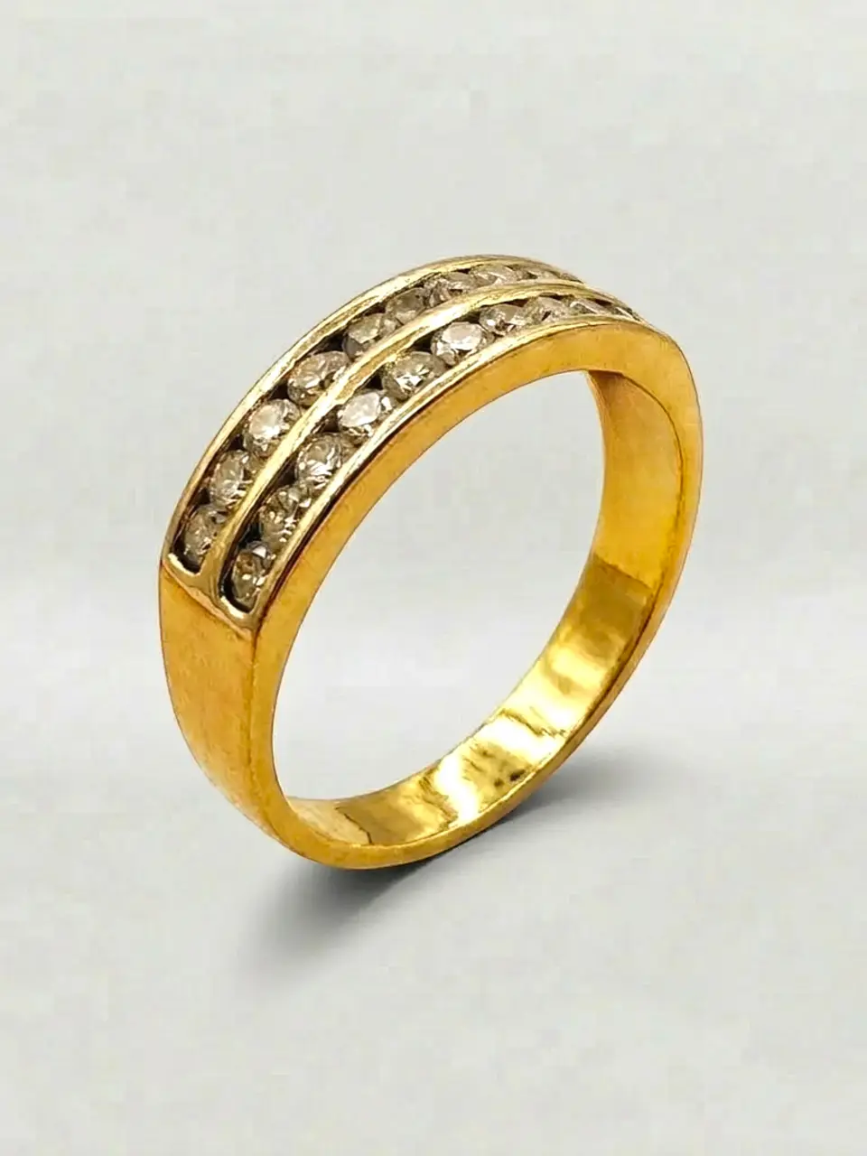 Anillo Doble Cintillo Resplandor Circón Oro 18k 4