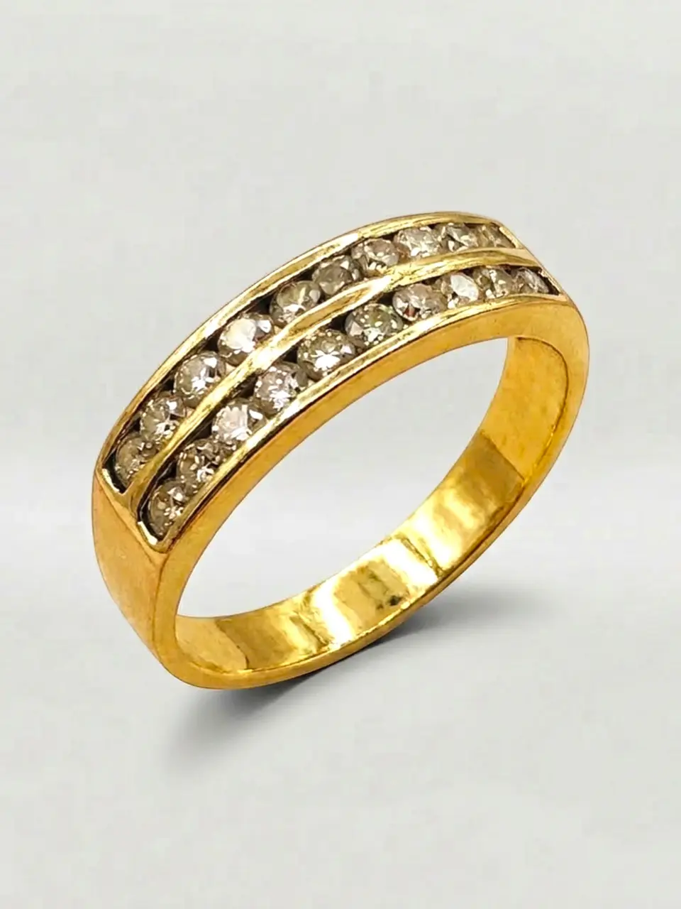 Anillo Doble Cintillo Resplandor Circón Oro 18k 5