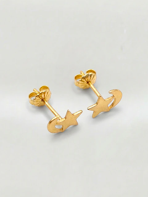 Aros Sueño Nocturno Luna y Estrella Grande Oro 18k