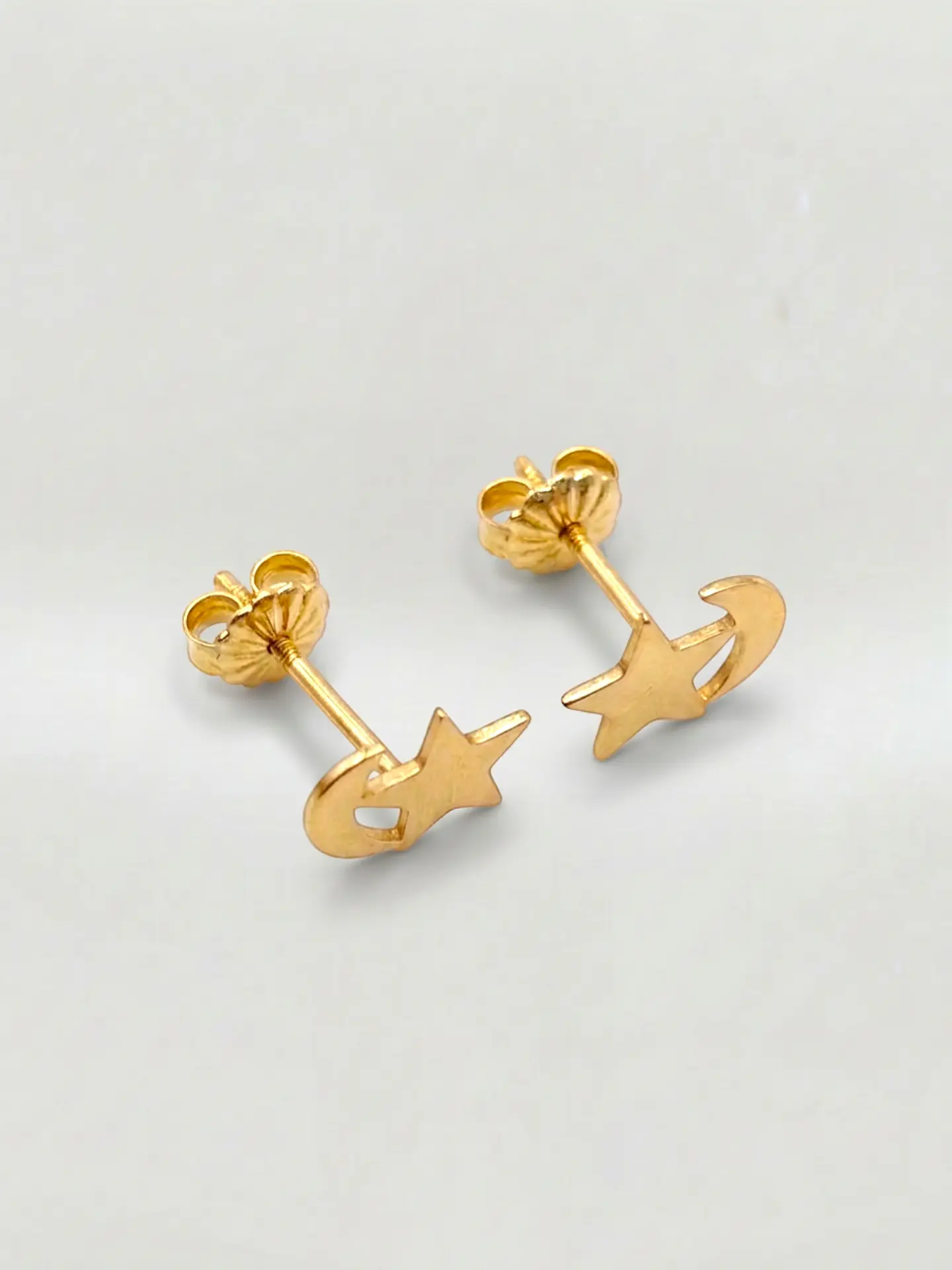 Aros Sueño Nocturno Luna y Estrella Grande Oro 18k 2