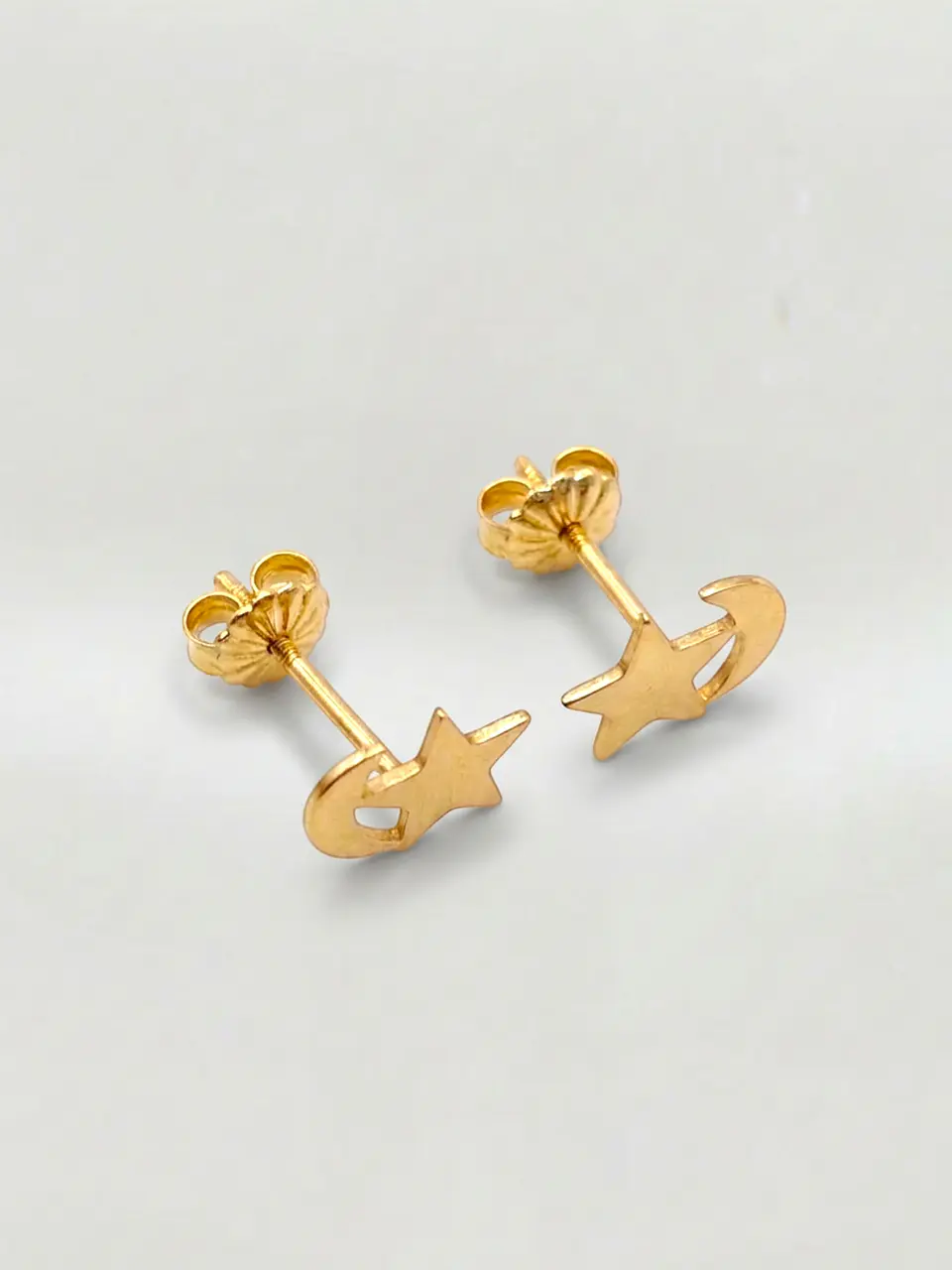 Aros Sueño Nocturno Luna y Estrella Grande Oro 18k 2