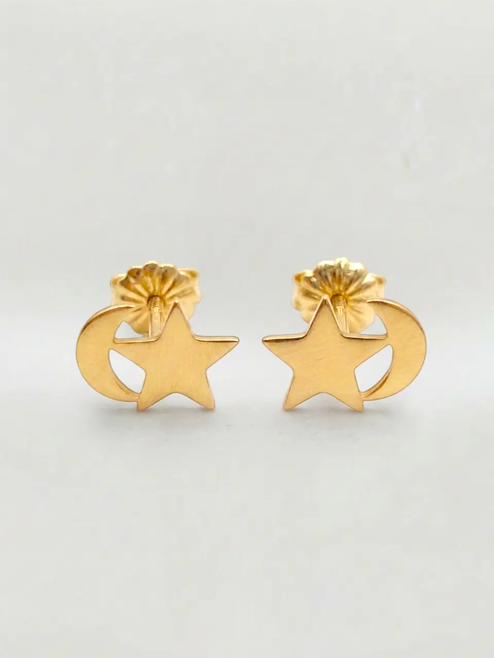 Aros Sueño Nocturno Luna y Estrella Grande Oro 18k 1