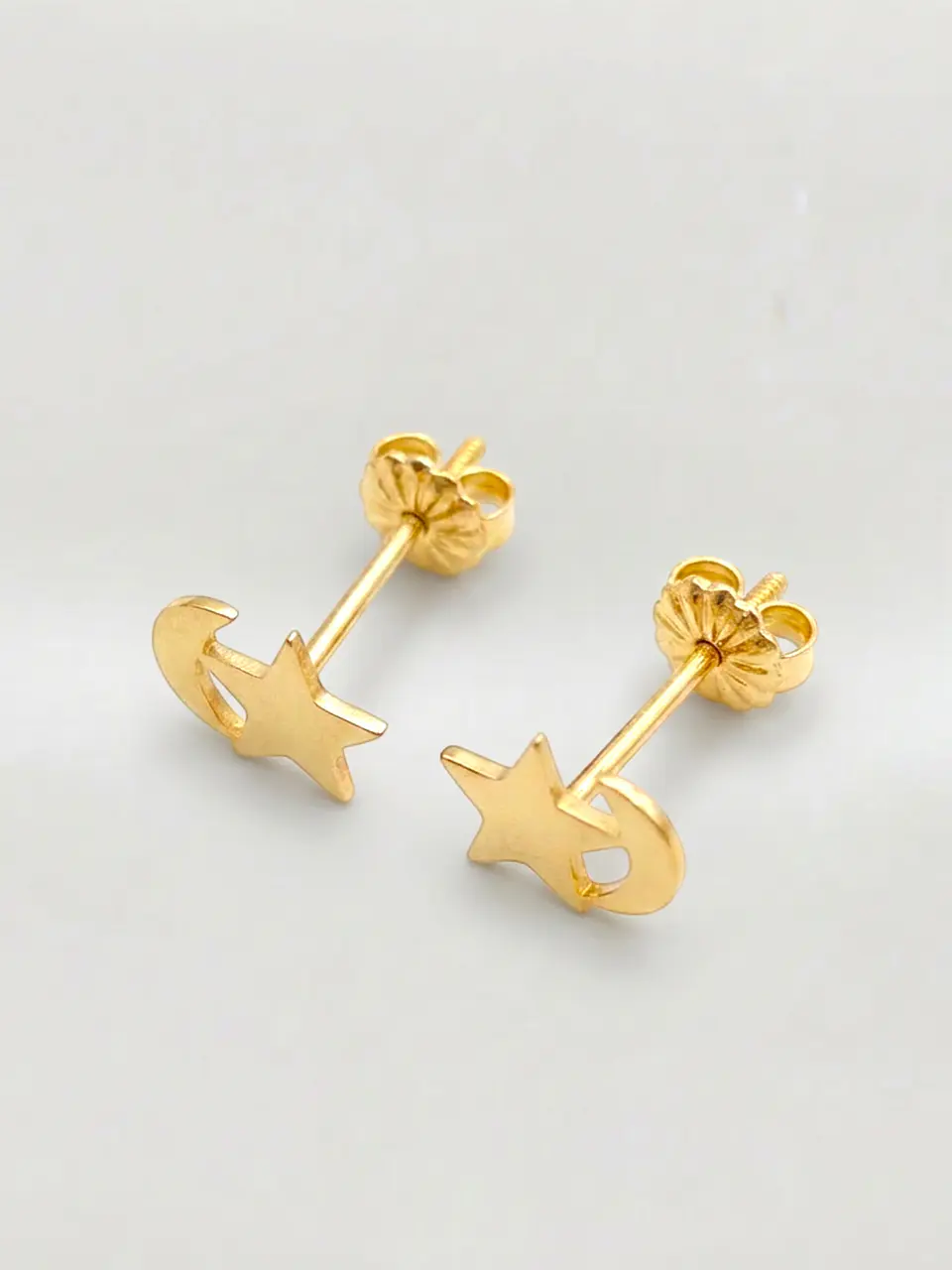 Aros Sueño Nocturno Luna y Estrella Grande Oro 18k 4