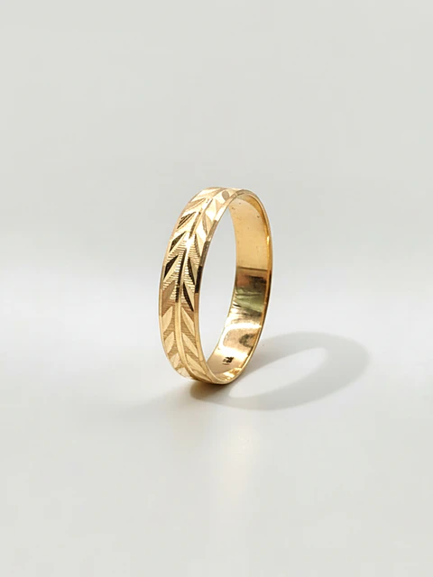 Argolla Individual Tallado Espiga Oro 18k