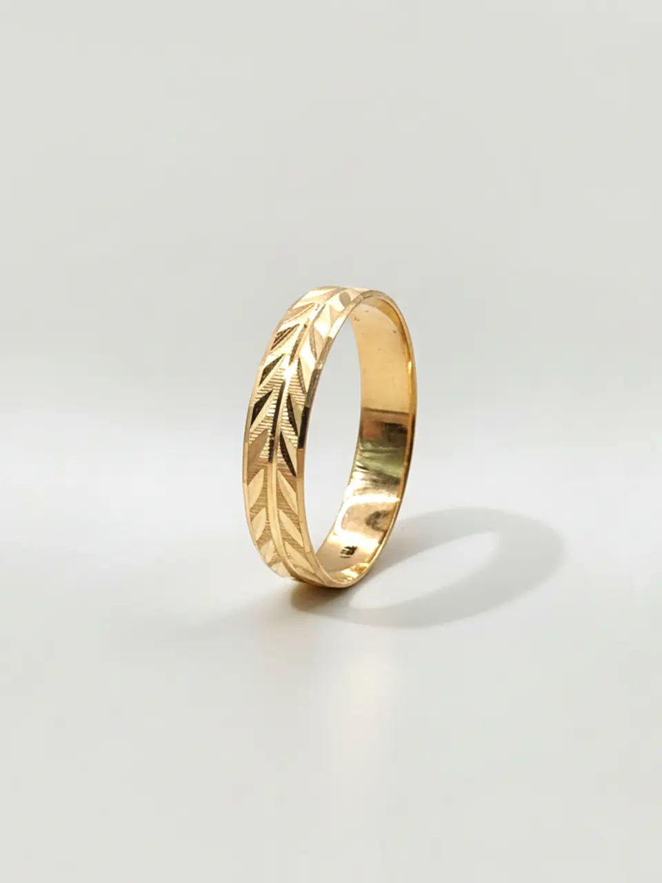 Argolla Individual Tallado Espiga Oro 18k 1