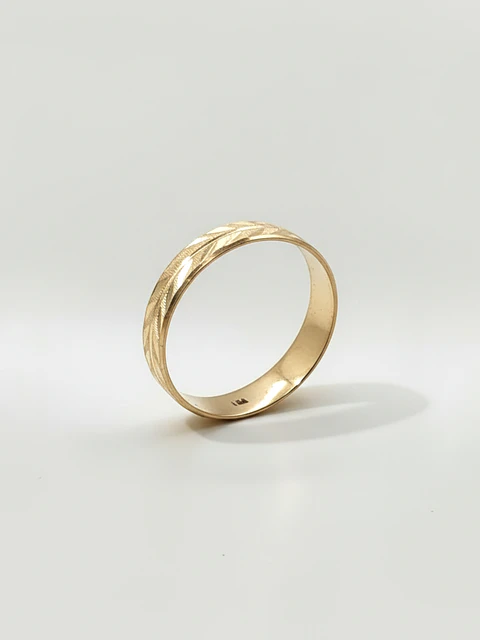 Argolla Individual Tallado Espiga Oro 18k