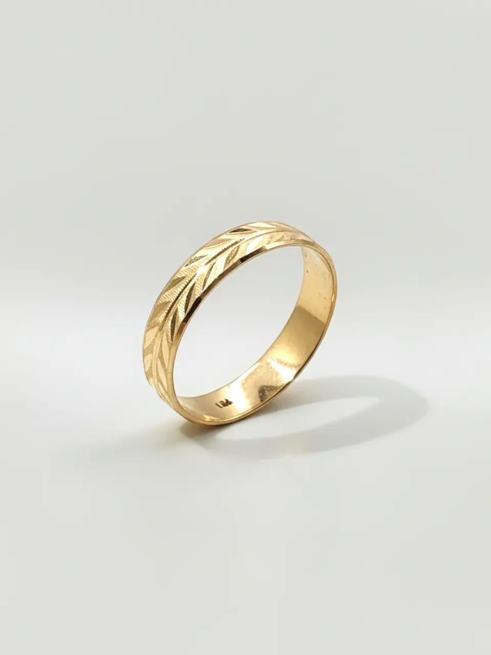 Argolla Individual Tallado Espiga Oro 18k 4