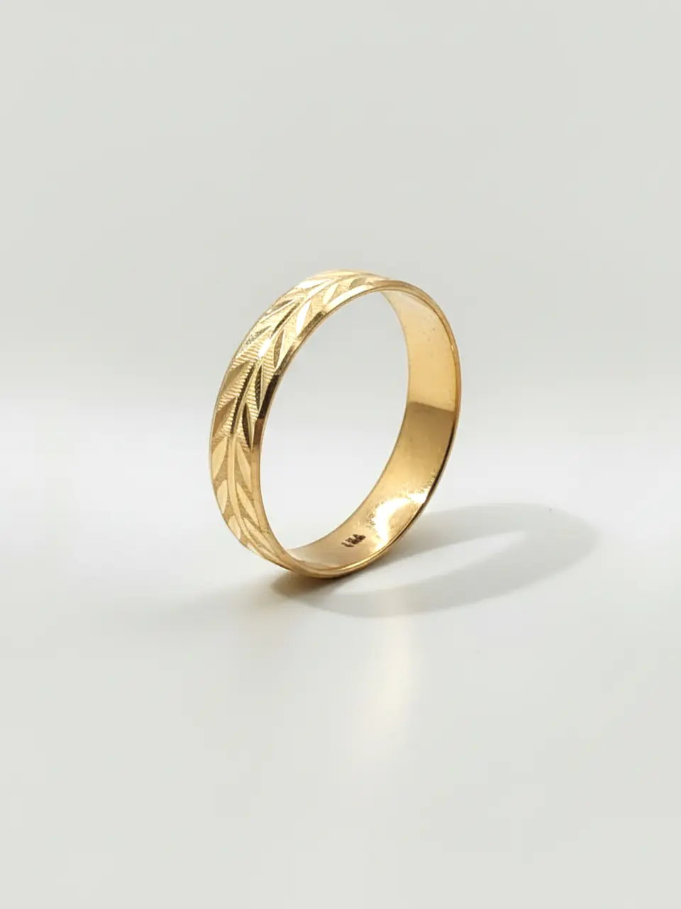 Argolla Individual Tallado Espiga Oro 18k 5