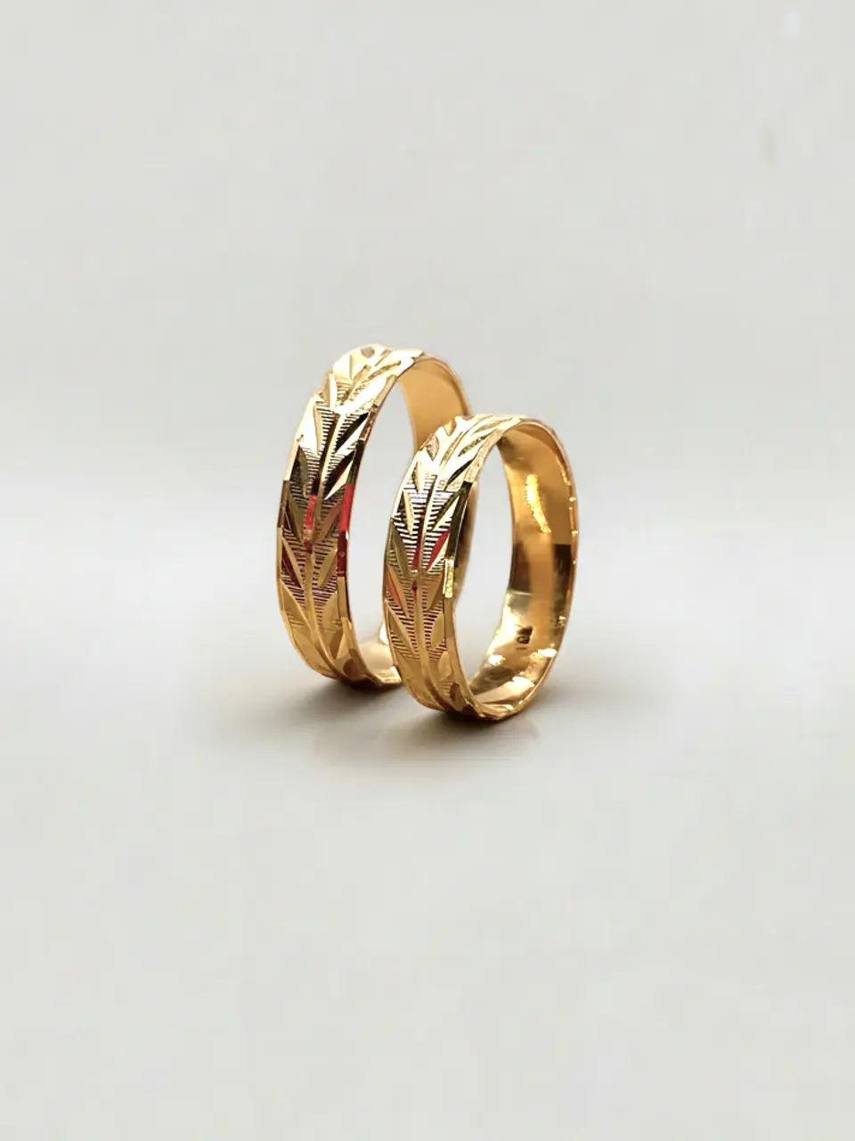 Argollas Nupciales Tallado Espiga 5 mm Oro 18k 4