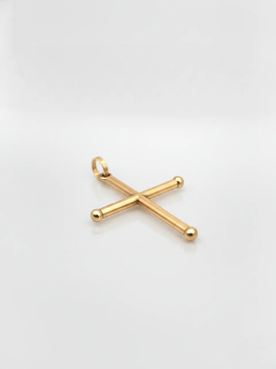 Colgante Cruz Tubular de Fe Oro 18k 3