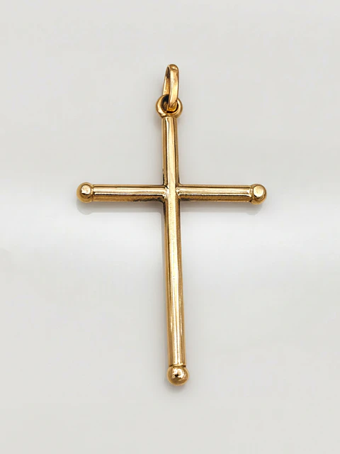 Colgante Cruz Tubular de Fe Oro 18k