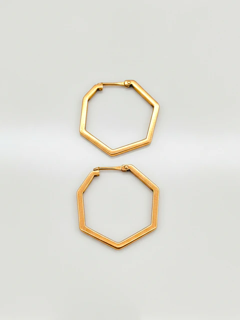 Aros Geometría Hexagonal de Gala Oro 18k