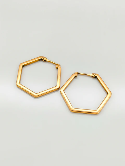 Aros Geometría Hexagonal de Gala Oro 18k