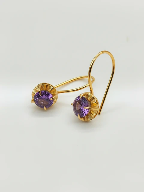 Aros Chatón Amatista Mística Oro 18k