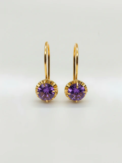 Aros Chatón Amatista Mística Oro 18k