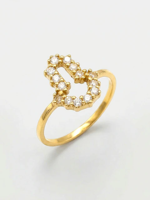 Anillo Mano de Fátima Sagrada y Circones Oro 18k