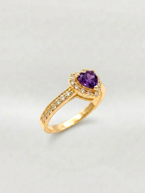 Anillo Cintillo Dual de Amatista Oro 18k