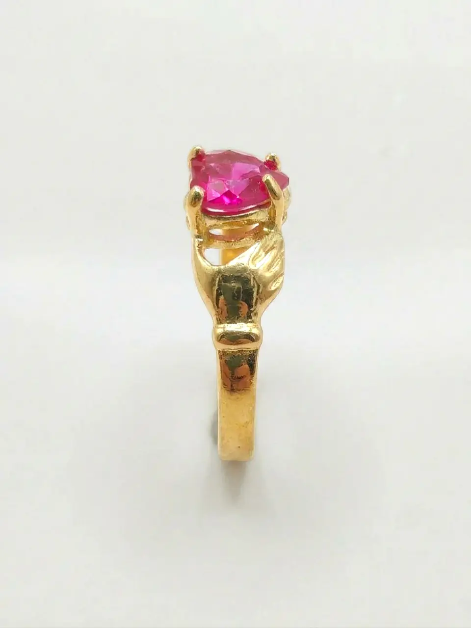 Anillo Amor Eterno Manos y Rubí Oro 18k 4