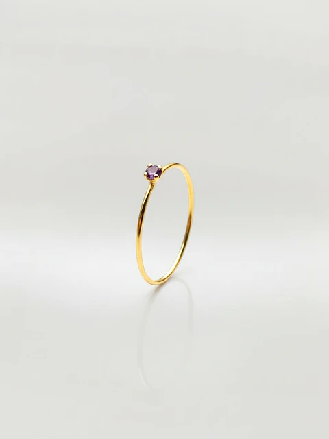 Anillo Solitario Esencia de Amatista Oro 18k