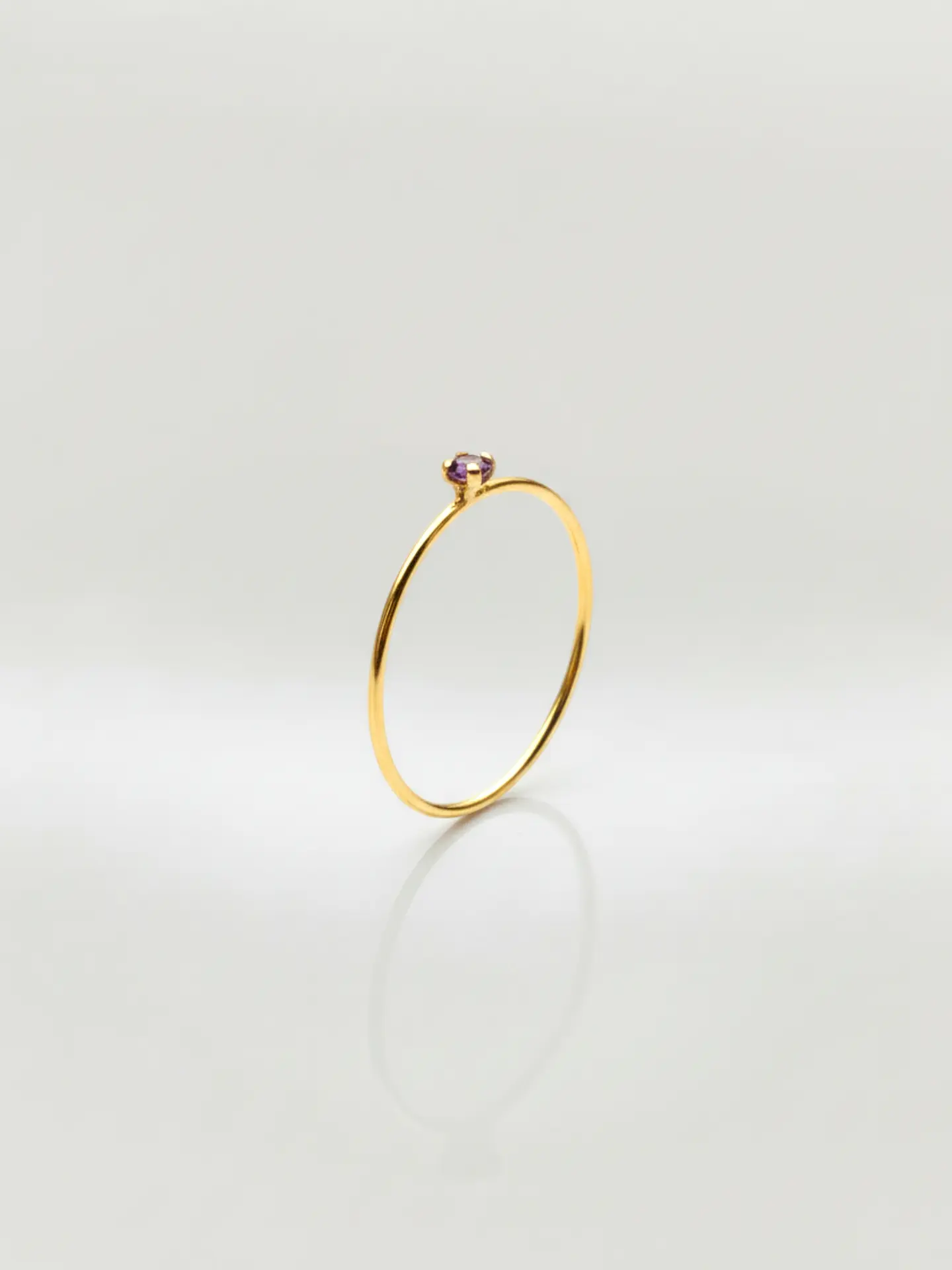 Anillo Solitario Esencia de Amatista Oro 18k 4