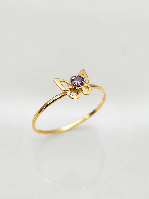 Anillo Mariposa Mística de Amatista Oro 18k