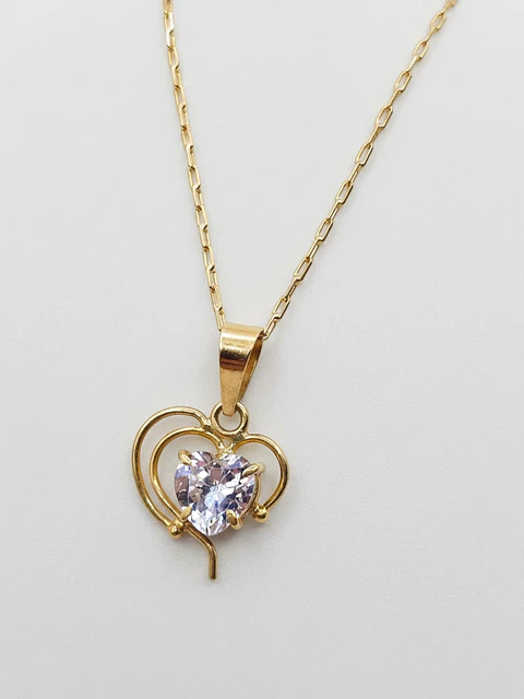Cadena Corazón de Brillo Circón Oro 18k