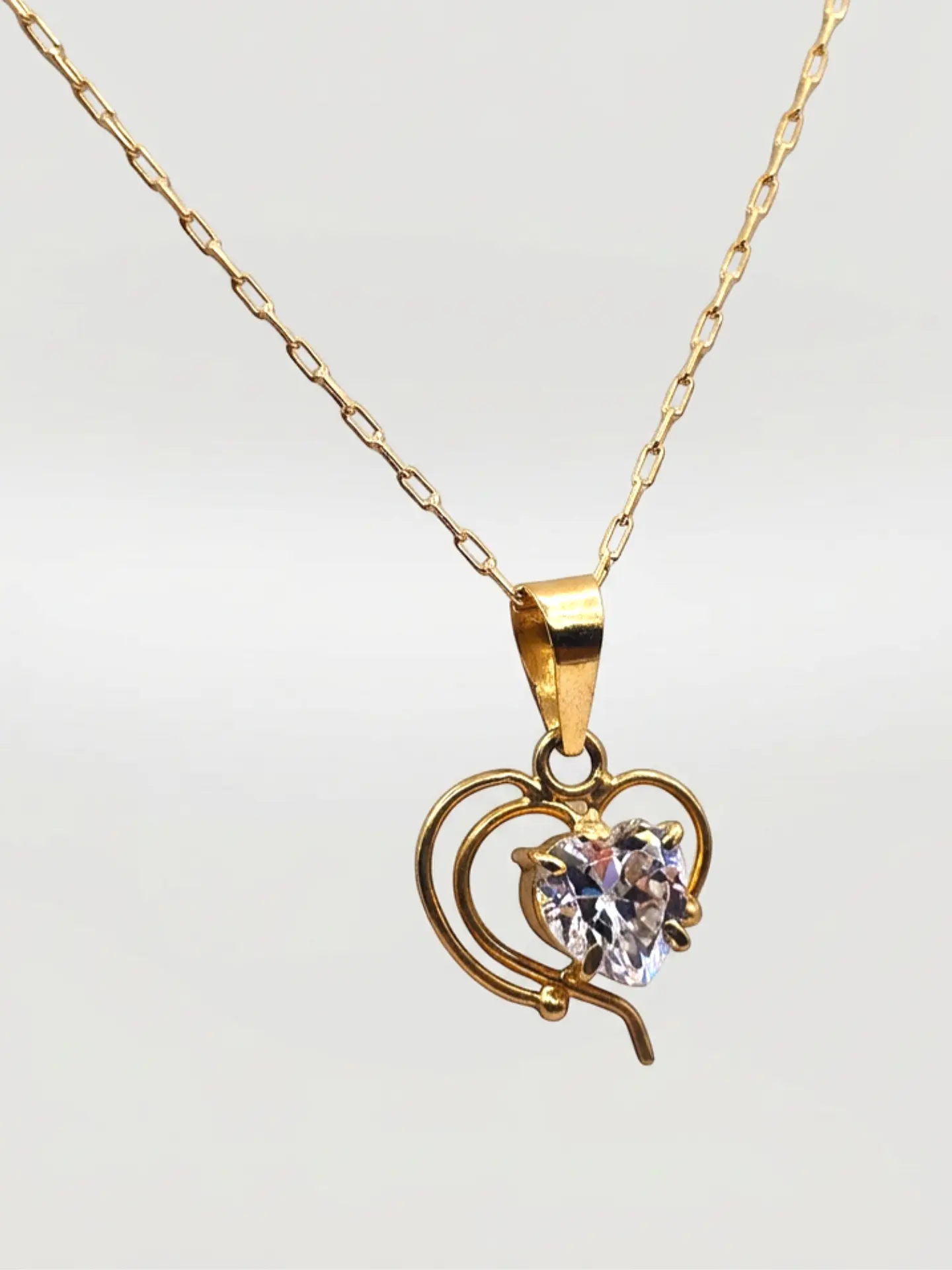 Cadena Corazón de Brillo Circón Oro 18k 3