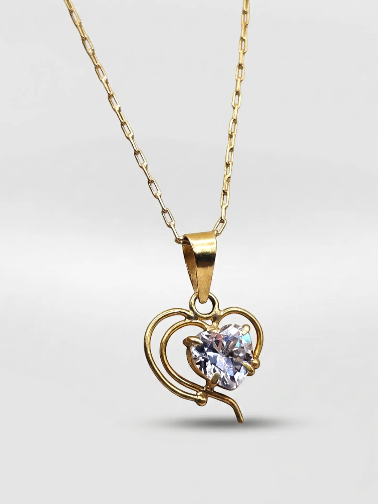 Cadena Corazón de Brillo Circón Oro 18k 4