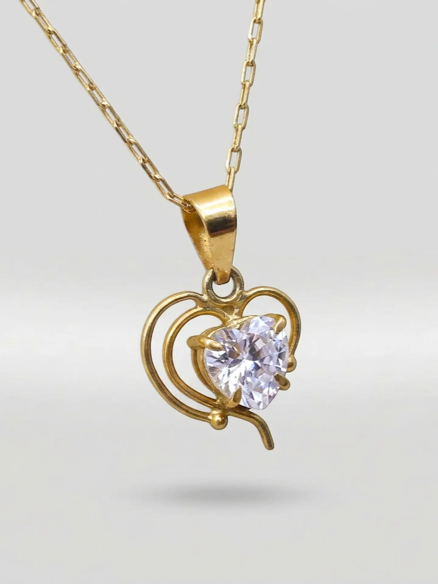 Cadena Corazón de Brillo Circón Oro 18k 5