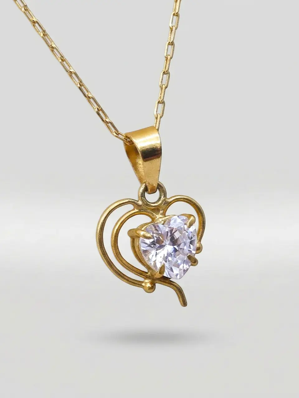 Cadena Corazón de Brillo Circón Oro 18k 5