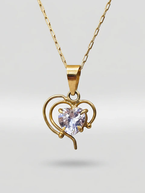 Cadena Corazón de Brillo Circón Oro 18k