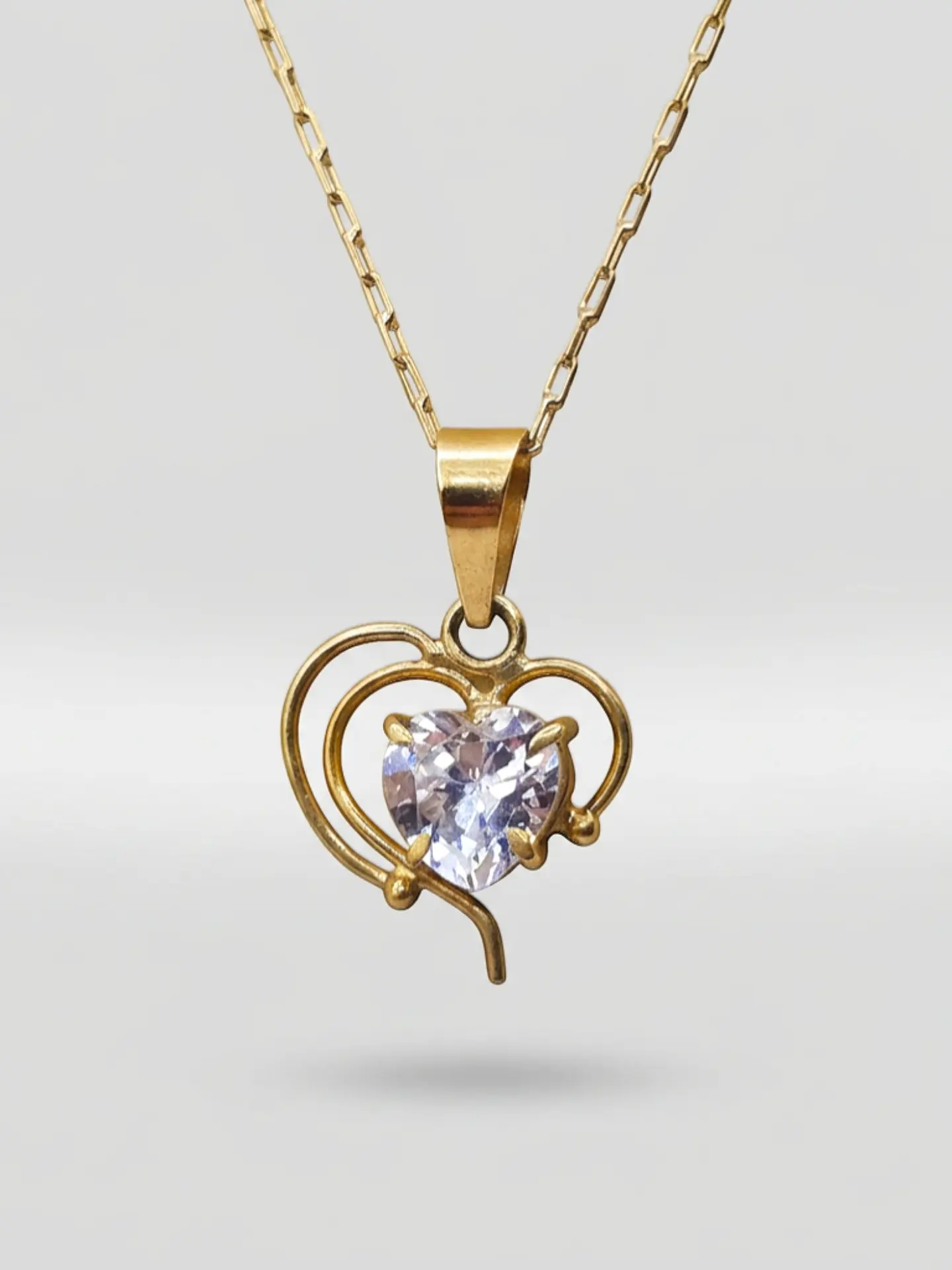 Cadena Corazón de Brillo Circón Oro 18k 2