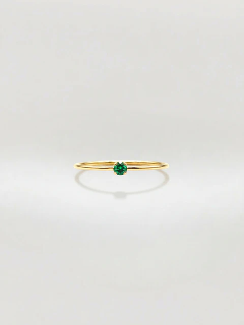 Anillo Solitario Jardín de Esmeralda Oro 18k