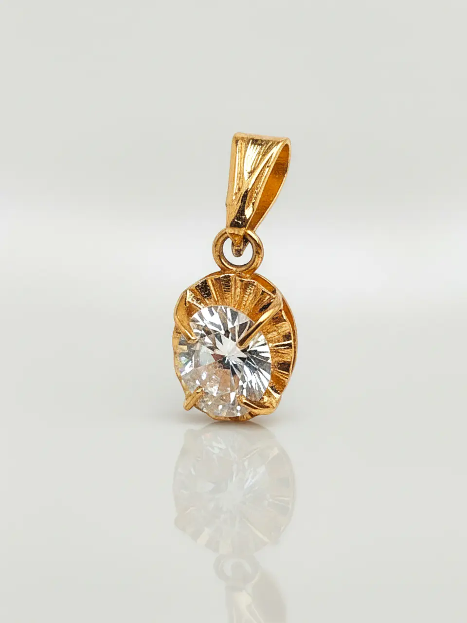 Colgante Chatón Oval de Circón Oro 18k 5