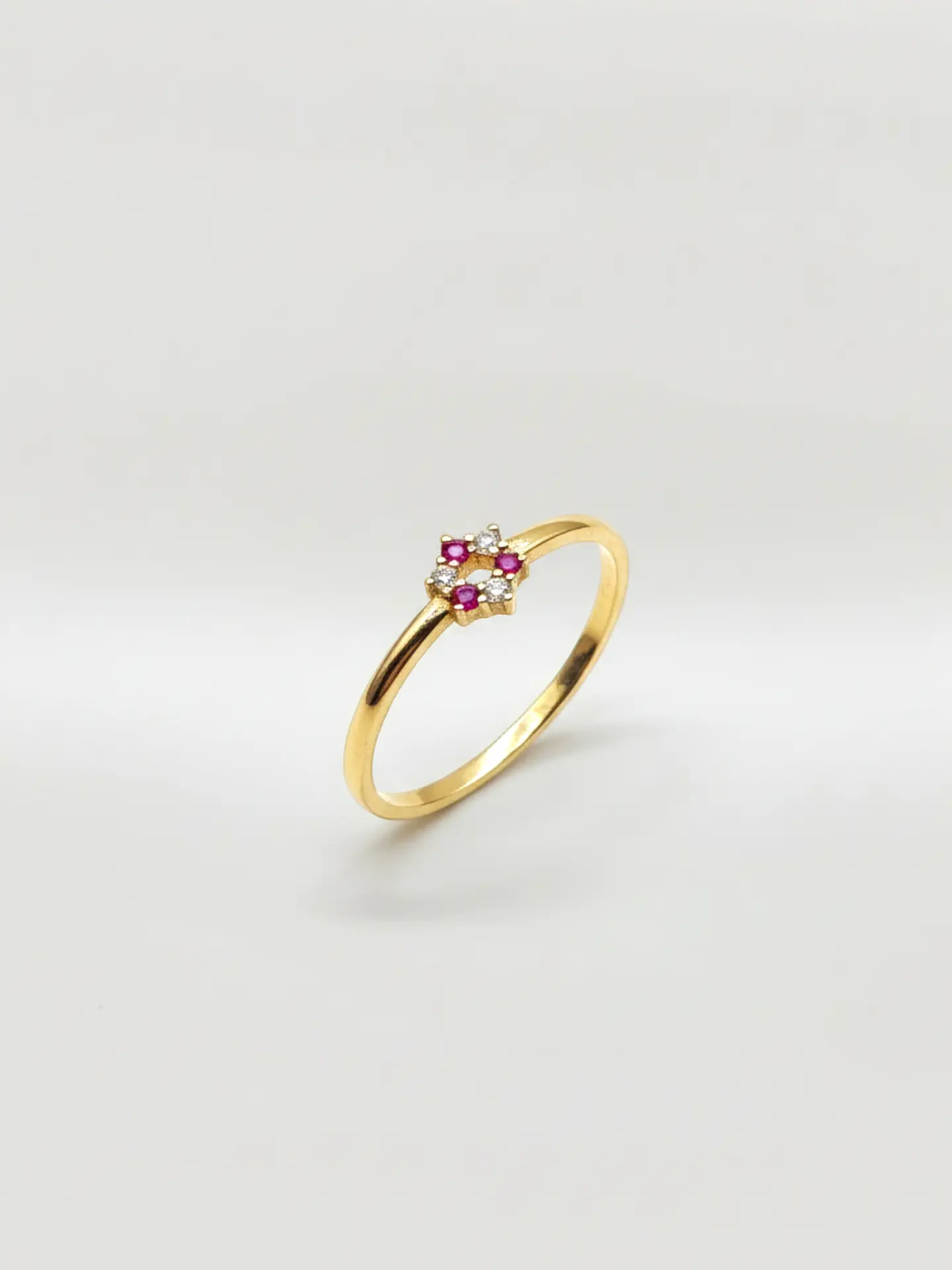 Anillo Roseta Rubí y Circones de Ensueño Oro 18k 2