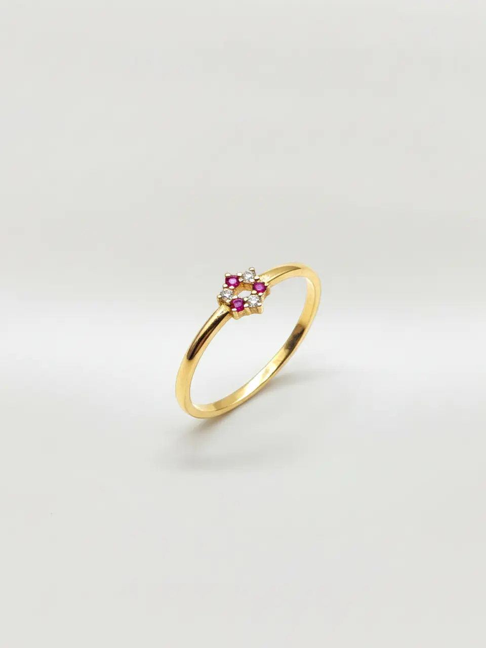 Anillo Roseta Rubí y Circones de Ensueño Oro 18k 2