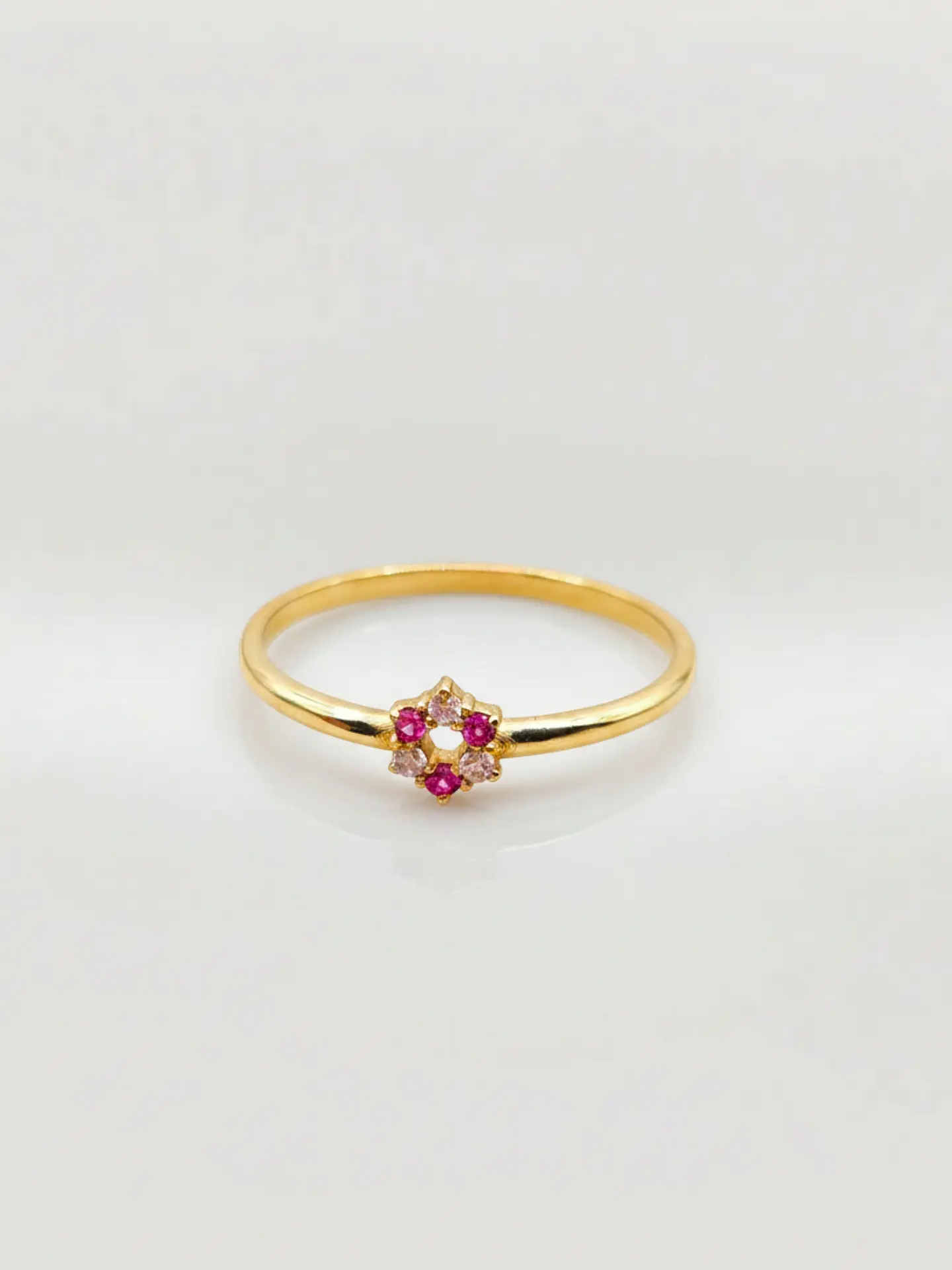 Anillo Roseta Rubí y Circones de Ensueño Oro 18k 1
