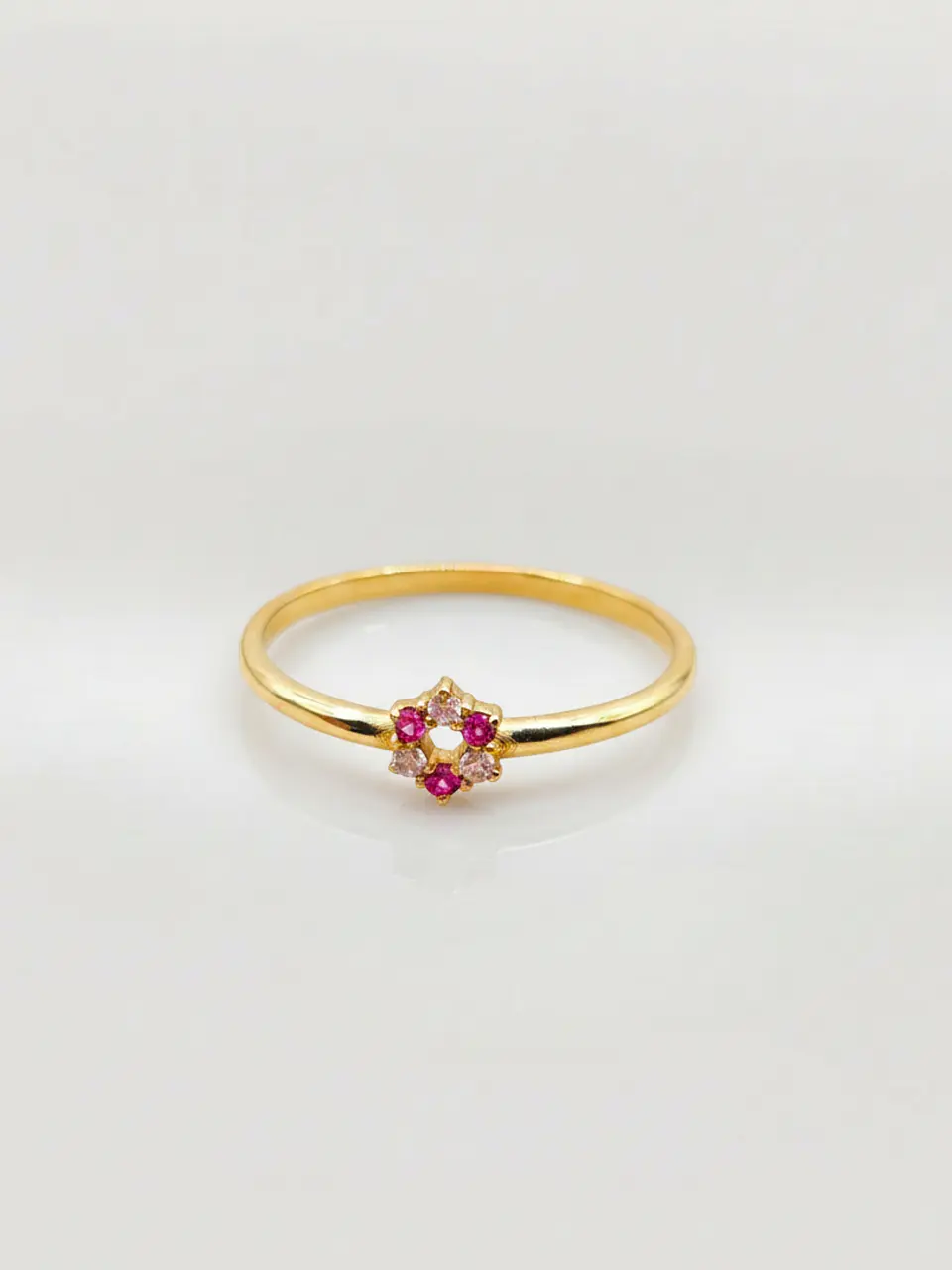 Anillo Roseta Rubí y Circones de Ensueño Oro 18k 1