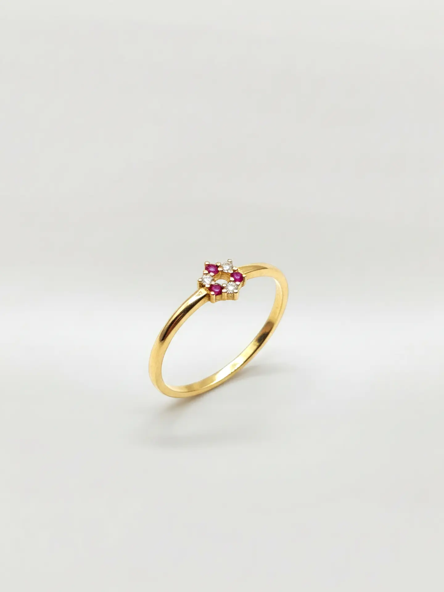 Anillo Roseta Rubí y Circones de Ensueño Oro 18k 3
