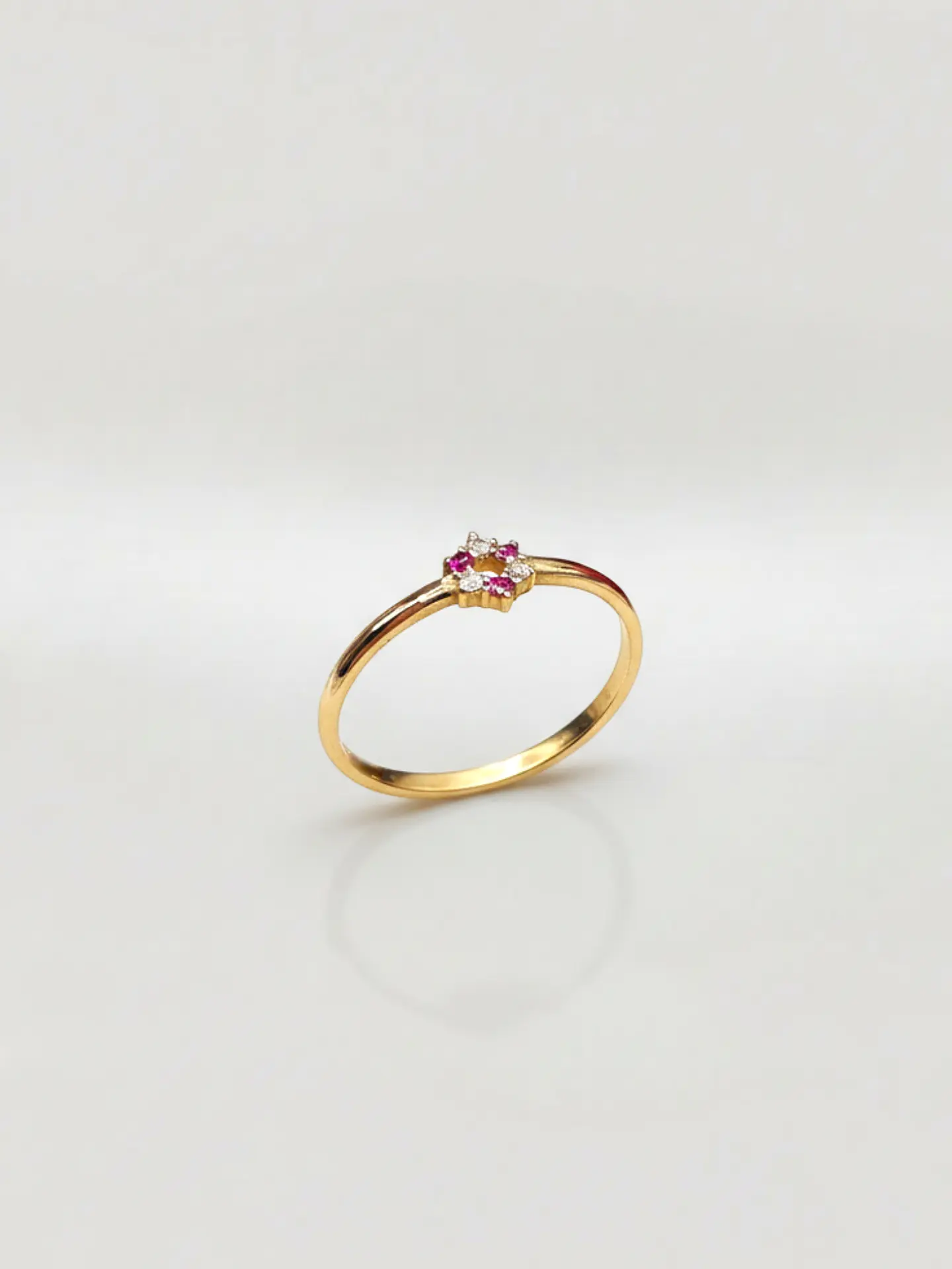 Anillo Roseta Rubí y Circones de Ensueño Oro 18k 5