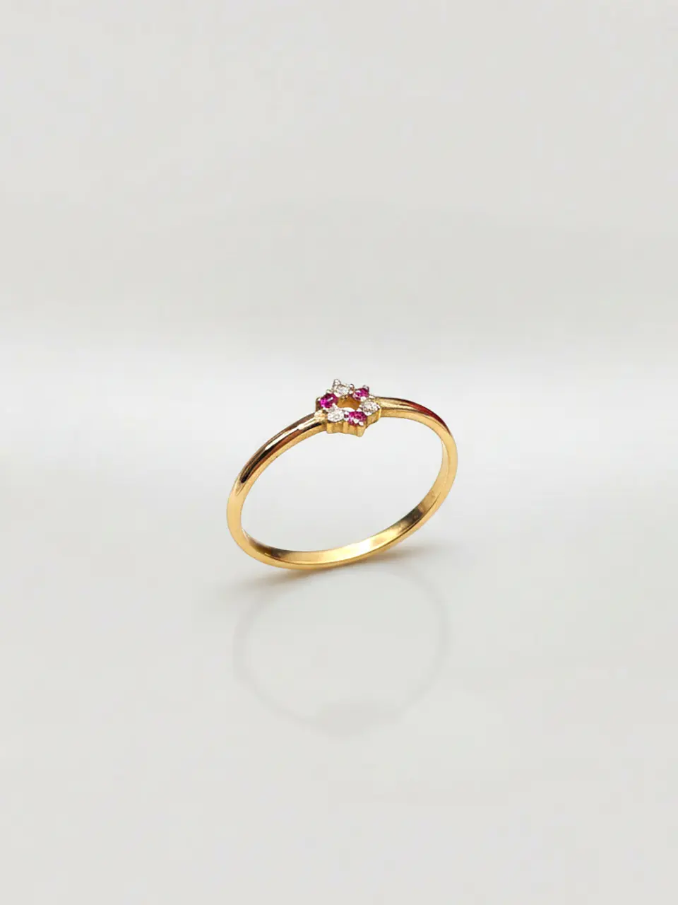 Anillo Roseta Rubí y Circones de Ensueño Oro 18k 5