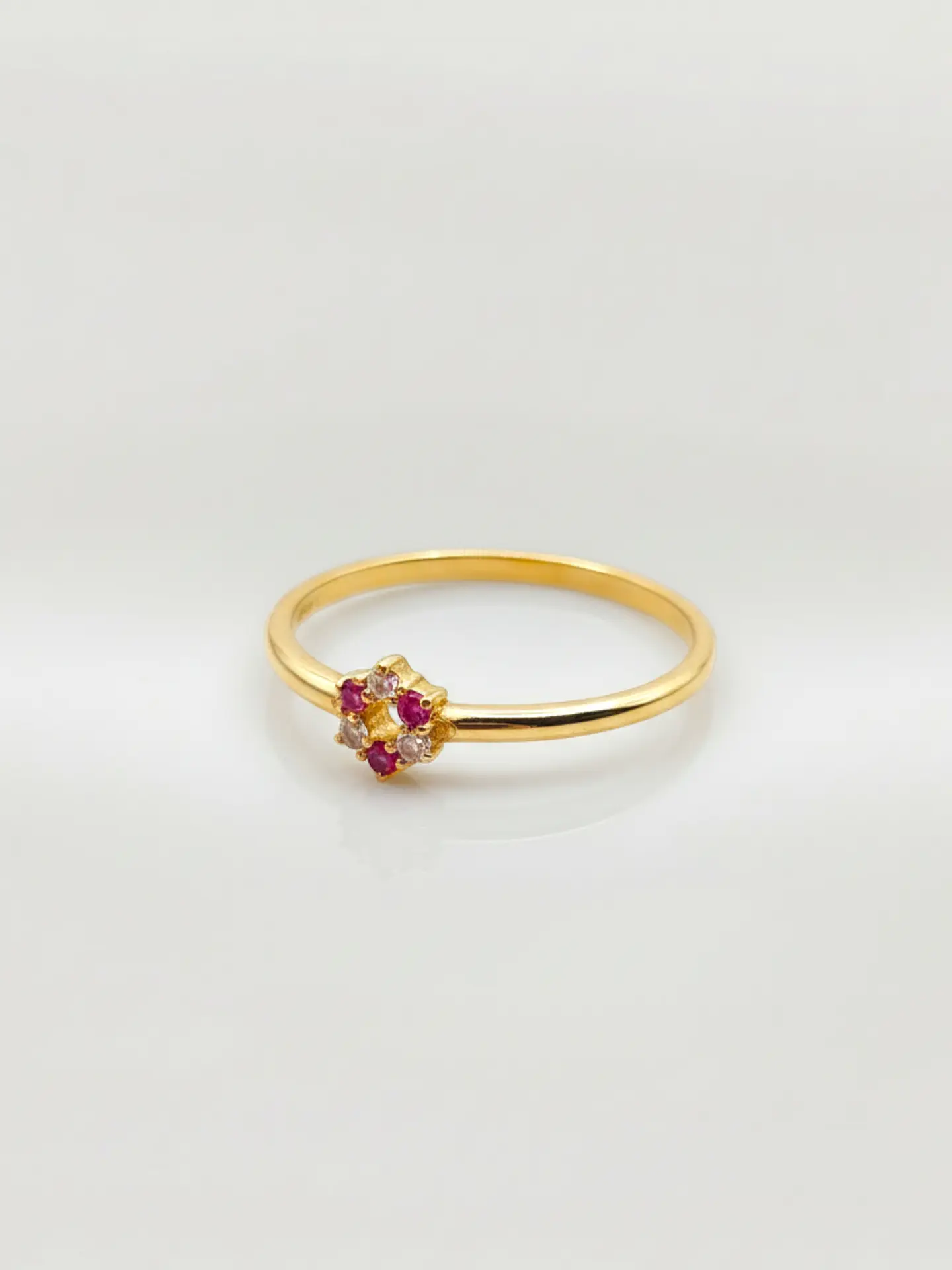 Anillo Roseta Rubí y Circones de Ensueño Oro 18k 6