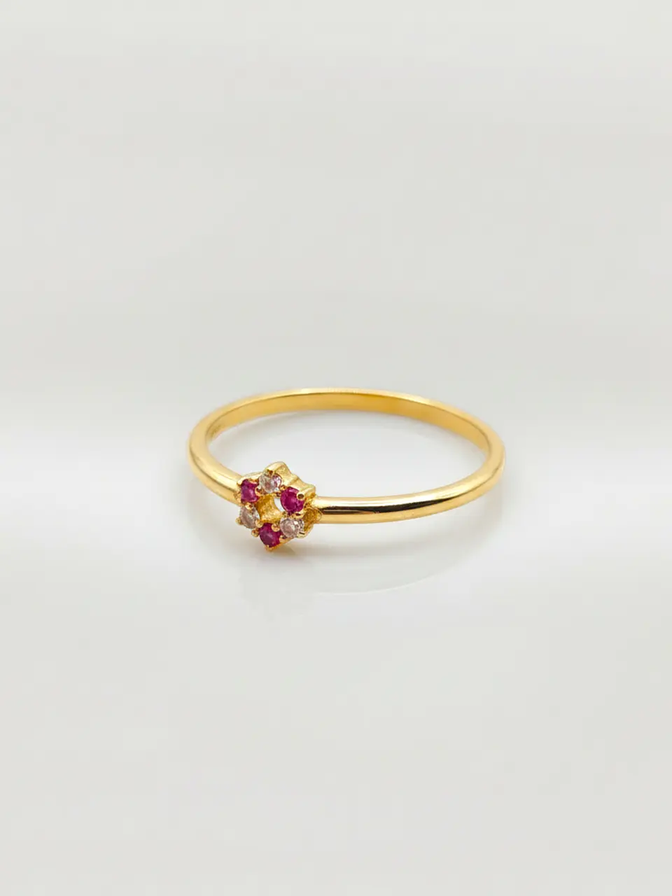 Anillo Roseta Rubí y Circones de Ensueño Oro 18k 6