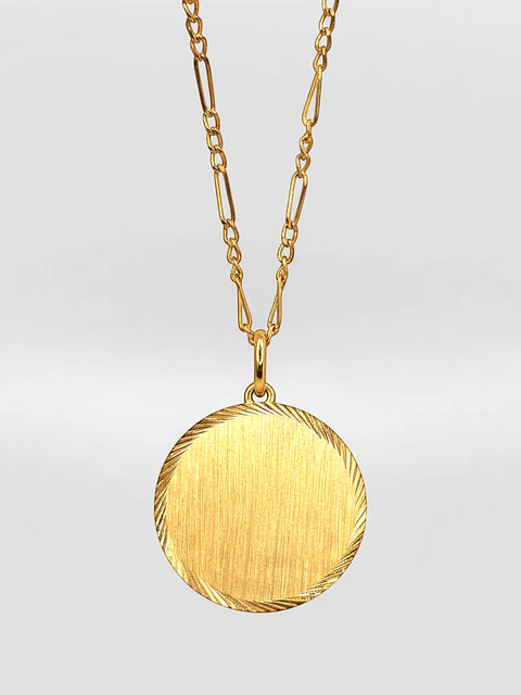 Cadena Cartier con Disco Satín de Gala Oro 18k