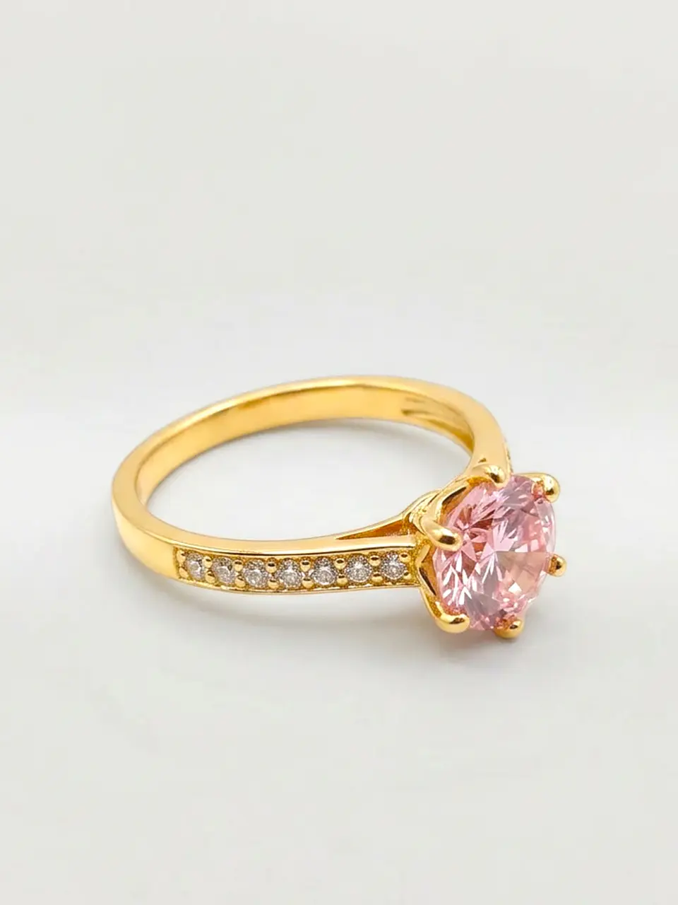 Anillo Solitario Cintillo de Rosa de Francia Oro 18k 2